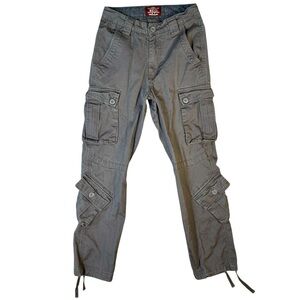 90's Style Match Gray Cargo Utility Pocketed Urban Cotton Pants